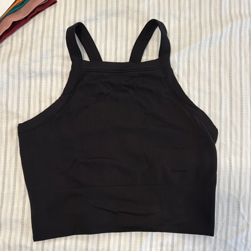 Black Ribbed Crop Top